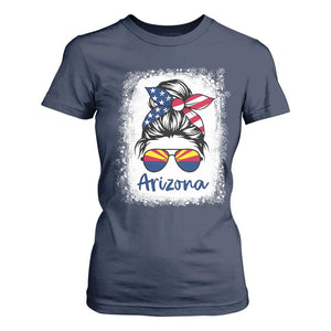 Arizona American Flag Messy Bun Pride T Shirt For Women