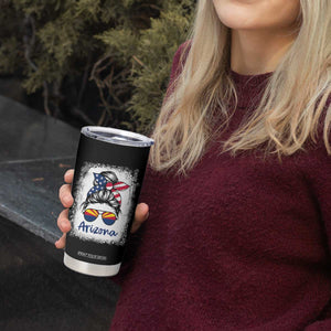 Arizona American Flag Messy Bun Pride Tumbler Cup