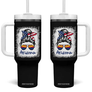 Arizona American Flag Messy Bun Pride Tumbler With Handle