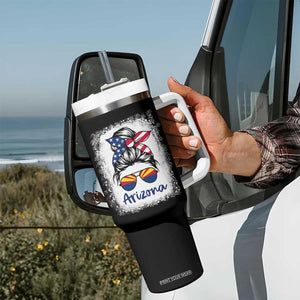 Arizona American Flag Messy Bun Pride Tumbler With Handle