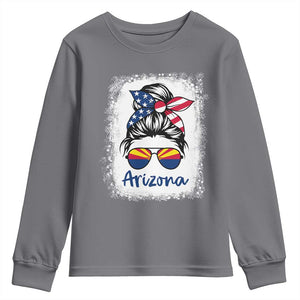 Arizona American Flag Messy Bun Pride Youth Sweatshirt