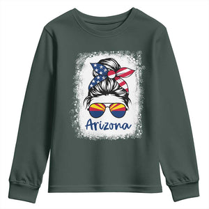 Arizona American Flag Messy Bun Pride Youth Sweatshirt