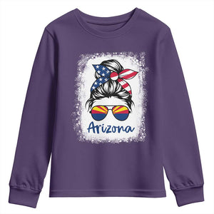 Arizona American Flag Messy Bun Pride Youth Sweatshirt