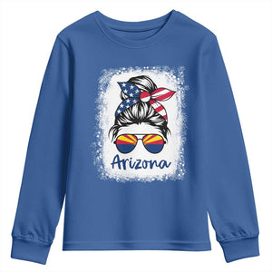 Arizona American Flag Messy Bun Pride Youth Sweatshirt