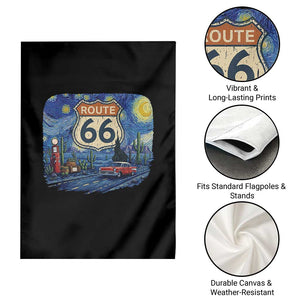 Route Highway 66 Road Sign Distressed Road Trip Starry Night Garden Flag