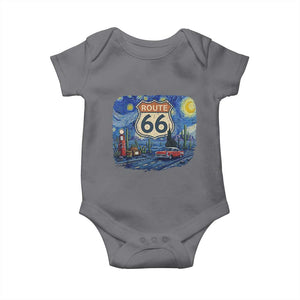 Route Highway 66 Road Sign Distressed Road Trip Starry Night Baby Onesie