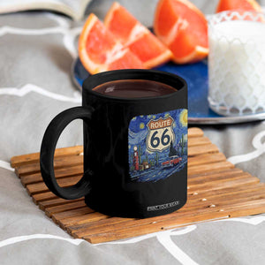 Route Highway 66 Road Sign Distressed Road Trip Starry Night Coffee Mug