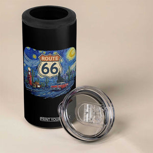Route Highway 66 Road Sign Distressed Road Trip Starry Night 4 in 1 Can Cooler Tumbler