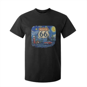 Route Highway 66 Road Sign Distressed Road Trip Starry Night T Shirt For Kid