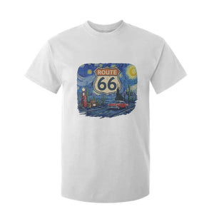 Route Highway 66 Road Sign Distressed Road Trip Starry Night T Shirt For Kid