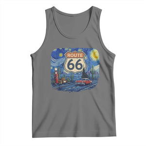 Route Highway 66 Road Sign Distressed Road Trip Starry Night Tank Top