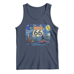 Route Highway 66 Road Sign Distressed Road Trip Starry Night Tank Top