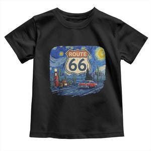 Route Highway 66 Road Sign Distressed Road Trip Starry Night Toddler T Shirt