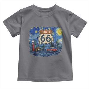 Route Highway 66 Road Sign Distressed Road Trip Starry Night Toddler T Shirt