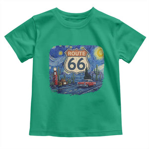 Route Highway 66 Road Sign Distressed Road Trip Starry Night Toddler T Shirt