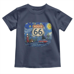 Route Highway 66 Road Sign Distressed Road Trip Starry Night Toddler T Shirt