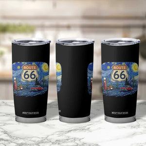 Route Highway 66 Road Sign Distressed Road Trip Starry Night Tumbler Cup