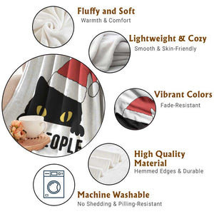 Funny Cat Christmas Throw Blanket Ew People Anti Social Grumpy Cat Xmas TS14 Print Your Wear