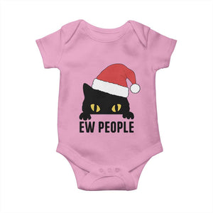 Funny Cat Christmas Baby Onesie Ew People Anti Social Grumpy Cat Xmas TS14 Light Pink Print Your Wear