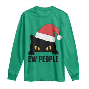 Funny Cat Christmas Long Sleeve Shirt Ew People Anti Social Grumpy Cat Xmas TS14 Irish Green Print Your Wear