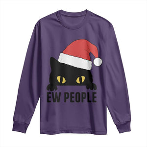 Funny Cat Christmas Long Sleeve Shirt Ew People Anti Social Grumpy Cat Xmas TS14 Purple Print Your Wear