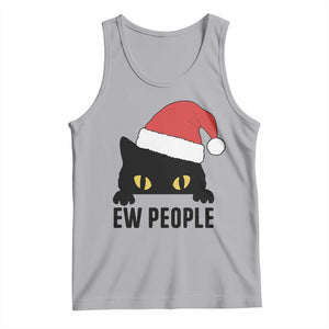 Funny Cat Christmas Tank Top Ew People Anti Social Grumpy Cat Xmas TS14 Athletic Heather Print Your Wear