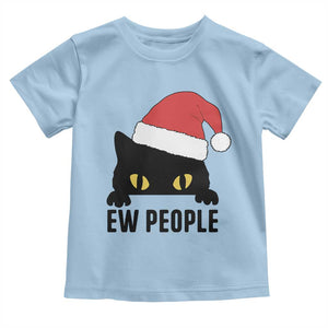 Funny Cat Christmas Toddler T Shirt Ew People Anti Social Grumpy Cat Xmas TS14 Light Blue Print Your Wear