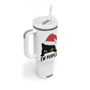 Funny Cat Christmas Tumbler With Handle Ew People Anti Social Grumpy Cat Xmas TS14 Print Your Wear