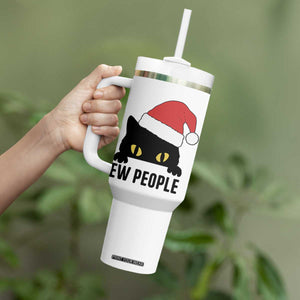 Funny Cat Christmas Tumbler With Handle Ew People Anti Social Grumpy Cat Xmas TS14 Print Your Wear