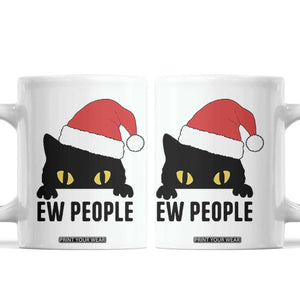 Funny Cat Christmas Coffee Mug Ew People Anti Social Grumpy Cat Xmas TS14 White Print Your Wear