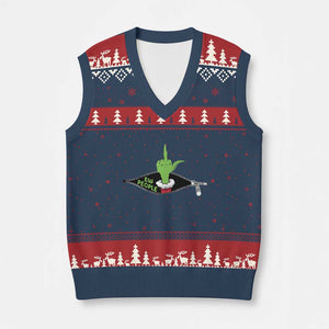 Funny Elf Hand Xmas V-Neck Knit Sweater Vest Ew People Anti Socaial Xmas TS14 Navy Red Print Your Wear