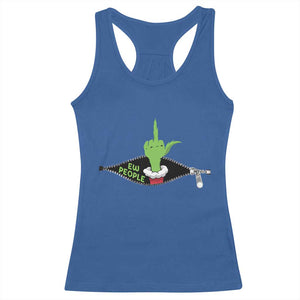 Funny Elf Hand Christmas Racerback Tank Top Ew People Anti Socaial Xmas TS14 Royal Blue Print Your Wear