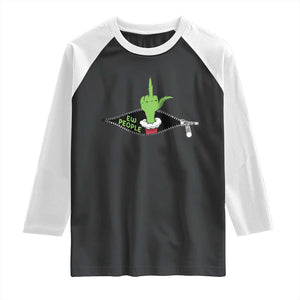 Funny Elf Hand Christmas Raglan Shirt Ew People Anti Socaial Xmas TS14 Black White Print Your Wear
