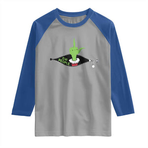 Funny Elf Hand Christmas Raglan Shirt Ew People Anti Socaial Xmas TS14 Sport Gray Royal Print Your Wear