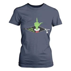 Funny Elf Hand Christmas T Shirt For Women Ew People Anti Socaial Xmas TS14 Navy Print Your Wear
