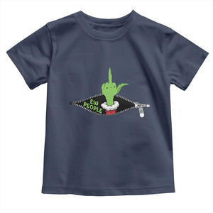 Funny Elf Hand Christmas Toddler T Shirt Ew People Anti Socaial Xmas TS14 Navy Print Your Wear
