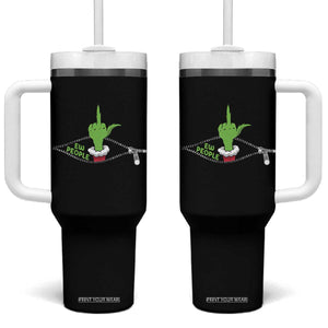 Funny Elf Hand Christmas Tumbler With Handle Ew People Anti Socaial Xmas TS14 One Size: 40 oz Black Print Your Wear