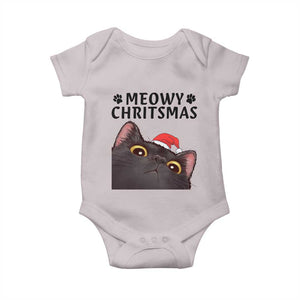 Funny Black Cat Christmas Baby Onesie Cute Kitty Xmas TS14 Ice Gray Print Your Wear