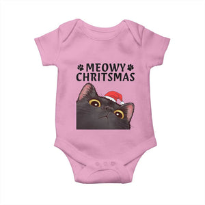 Funny Black Cat Christmas Baby Onesie Cute Kitty Xmas TS14 Light Pink Print Your Wear