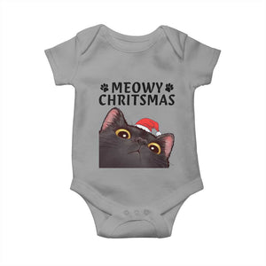 Funny Black Cat Christmas Baby Onesie Cute Kitty Xmas TS14 Sport Gray Print Your Wear