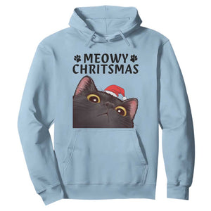 Funny Black Cat Christmas Hoodie Cute Kitty Xmas TS14 Light Blue Print Your Wear