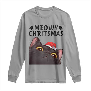 Funny Black Cat Christmas Long Sleeve Shirt Cute Kitty Xmas TS14 Sport Gray Print Your Wear