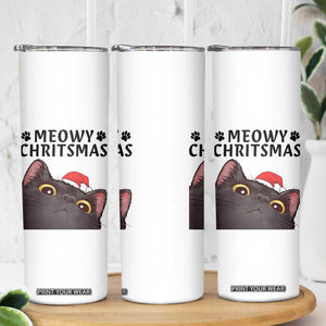 Funny Black Cat Christmas Skinny Tumbler Cute Kitty Xmas TS14 Print Your Wear
