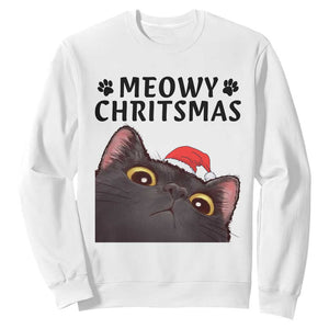 Funny Black Cat Christmas Sweatshirt Cute Kitty Xmas TS14 White Print Your Wear