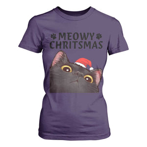 Funny Black Cat Christmas T Shirt For Women Cute Kitty Xmas TS14 Purple Print Your Wear