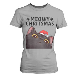 Funny Black Cat Christmas T Shirt For Women Cute Kitty Xmas TS14 Sport Gray Print Your Wear