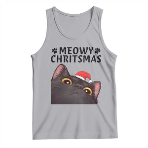 Funny Black Cat Christmas Tank Top Cute Kitty Xmas TS14 Athletic Heather Print Your Wear