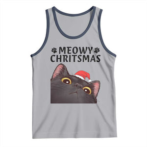 Funny Black Cat Christmas Tank Top Cute Kitty Xmas TS14 Athletic Heather Navy Print Your Wear