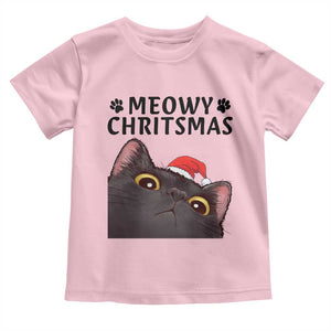 Funny Black Cat Christmas Toddler T Shirt Cute Kitty Xmas TS14 Light Pink Print Your Wear