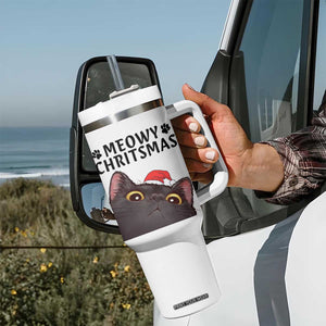 Funny Black Cat Christmas Tumbler With Handle Cute Kitty Xmas TS14 Print Your Wear